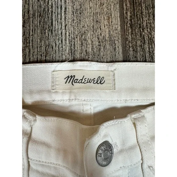 Madewell White Ripped Distressed High Rise Crop‎ Skinny Jeans Raw Hem - Picture 2 of 6